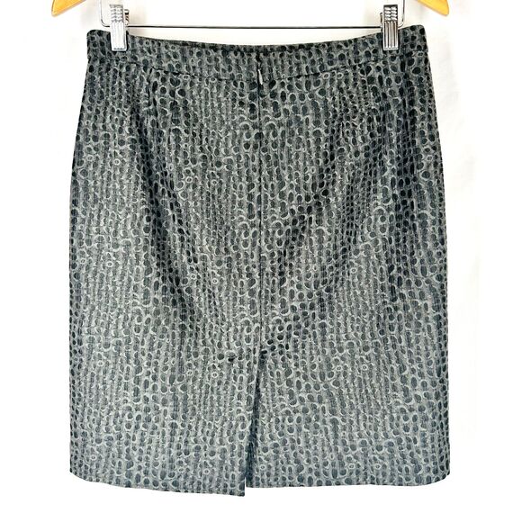 Ann Taylor Skirt Sz 8 Grey Abstract Snake Animal Print Snakeskin Crocodile - Picture 3 of 5